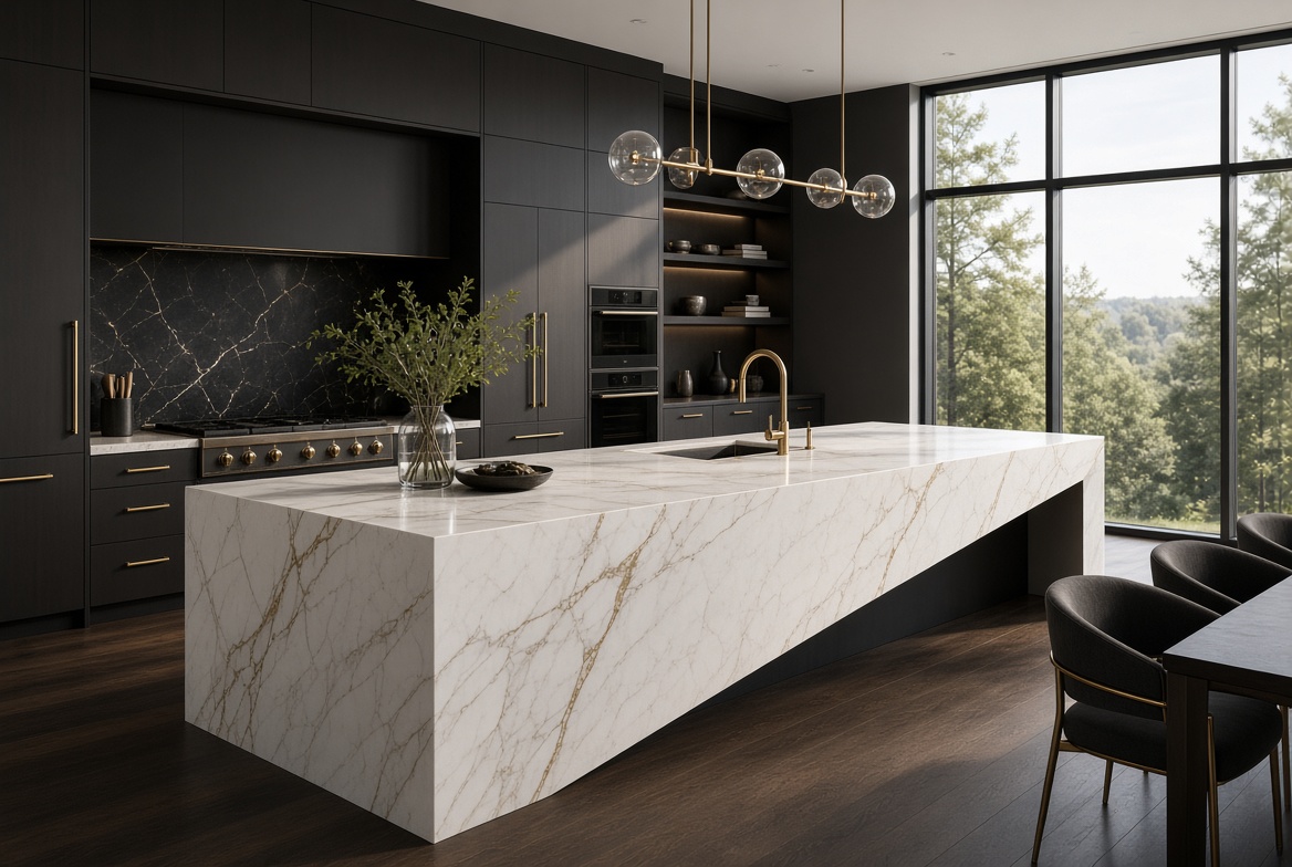 Luxury kitchen with quartz countertops
